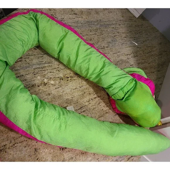 Vintage 1991 Platinum Embrace Parachute Puffy Pink Green Snake Plush Puppet 63" - Picture 10 of 12